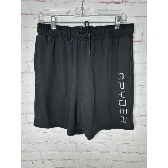 Spyder Black Swim Trunks Mens Medium Internal Boxer Brief Swimwear - Picture 1 of 4